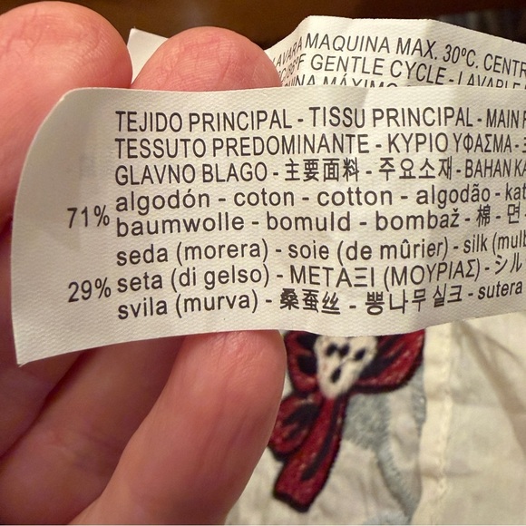 Embroidered peplum Zara top women M ruffle butterfly cotton silk - Picture 9 of 9